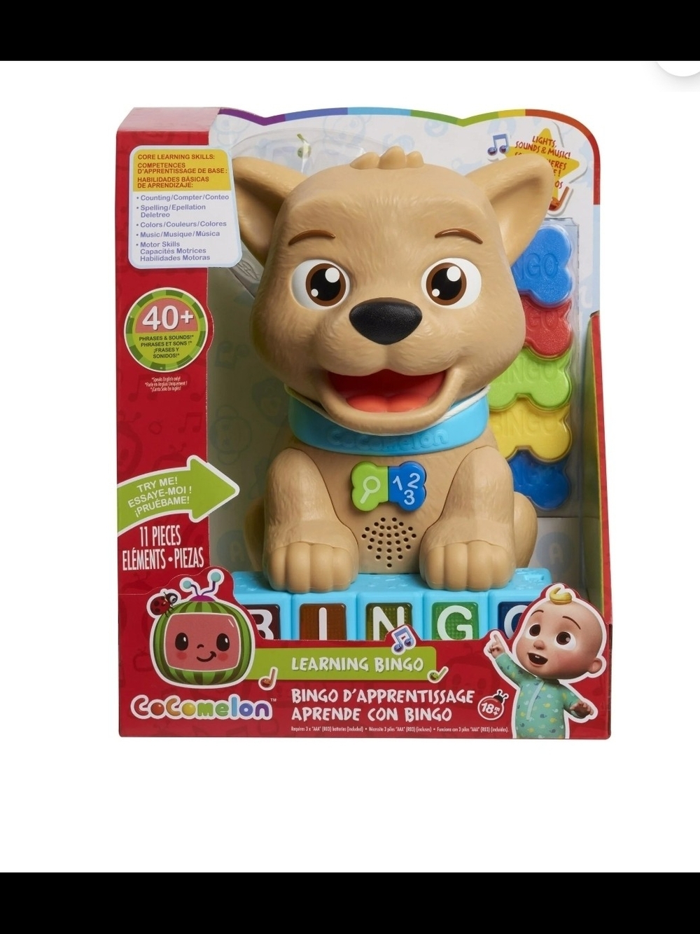 CoComelon Count & Learn Bingo, 11-Pieces, Music and Sounds Kids Toys